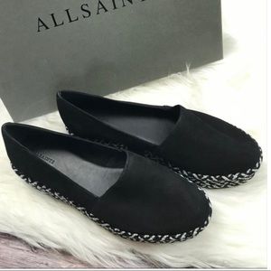 Allsaints suede woven platform espadrilles